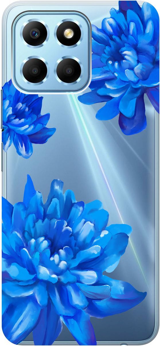 

Чехол на Honor X6/X8 5G с 3D принтом "Amazing Asters" прозрачный, Прозрачный;голубой, 158178