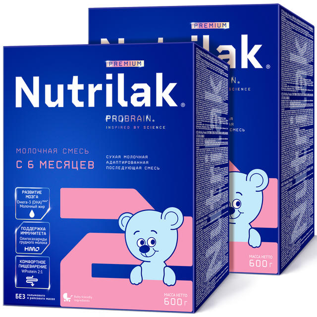 фото Молочная смесь nutrilak premium 2, нутрилак с 6 мес., без пальмового масла, 600 г. 2 шт.