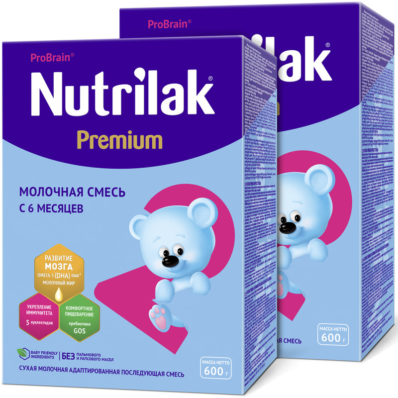 фото Молочная смесь nutrilak premium 2, нутрилак с 6 мес., без пальмового масла, 600 г. 2 шт.