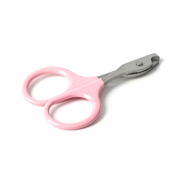 Ножницы-когтерезы Пижон изогнутые с прорезиненными ручками, отверстие 6 мм, розовые