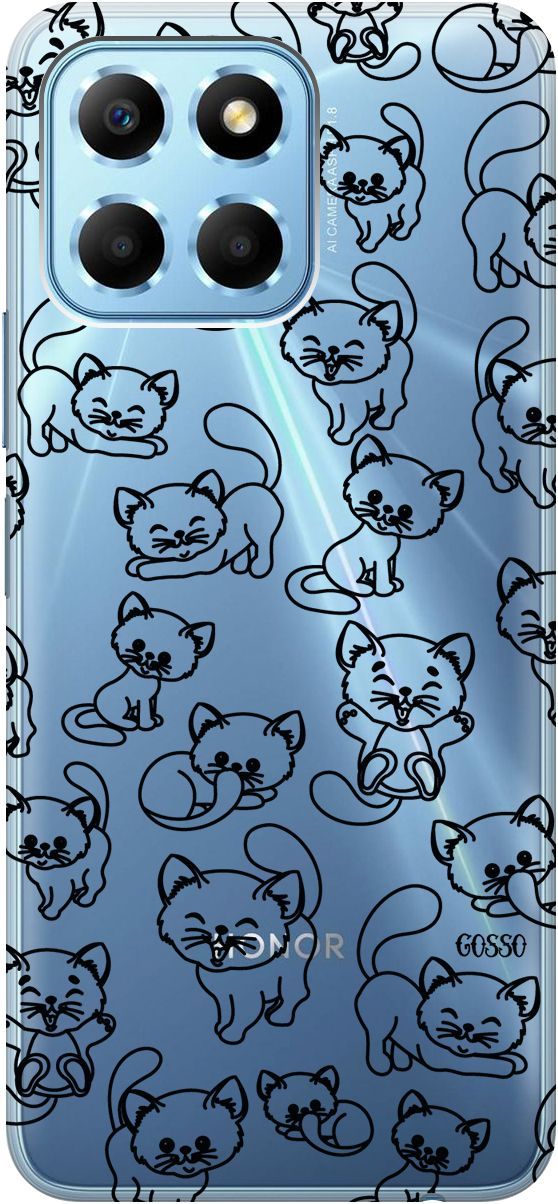 

Чехол на Honor X6/X8 5G с 3D принтом "Cute Kitties" прозрачный, Прозрачный;черный, 158177
