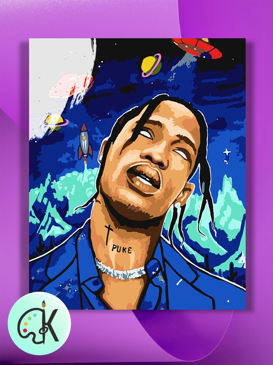 

Картина по номерам на холсте Культура Цвета Travis Scott Art, 30 х 40 см, Travis Scott Art