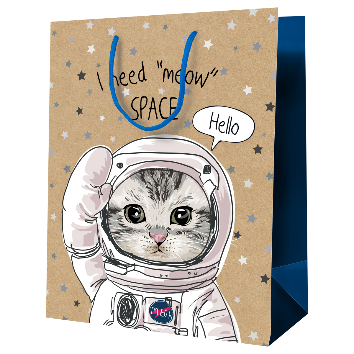 

Пакет подарочный MESHU "Космический кот", крафт, 18х23х10см 12 штук, Разноцветный
