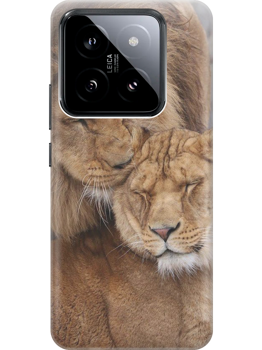 

Силиконовый чехол на Xiaomi 14 Pro с рисунком "Милые львы", Бежевый;коричневый, 20012089