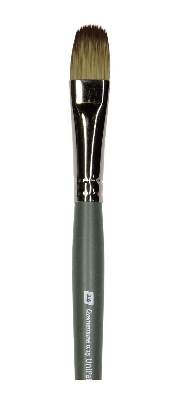 фото Кисть синтетика филберт для акрила, гуаши и масла с длинной ручкой №14 brunovisconti