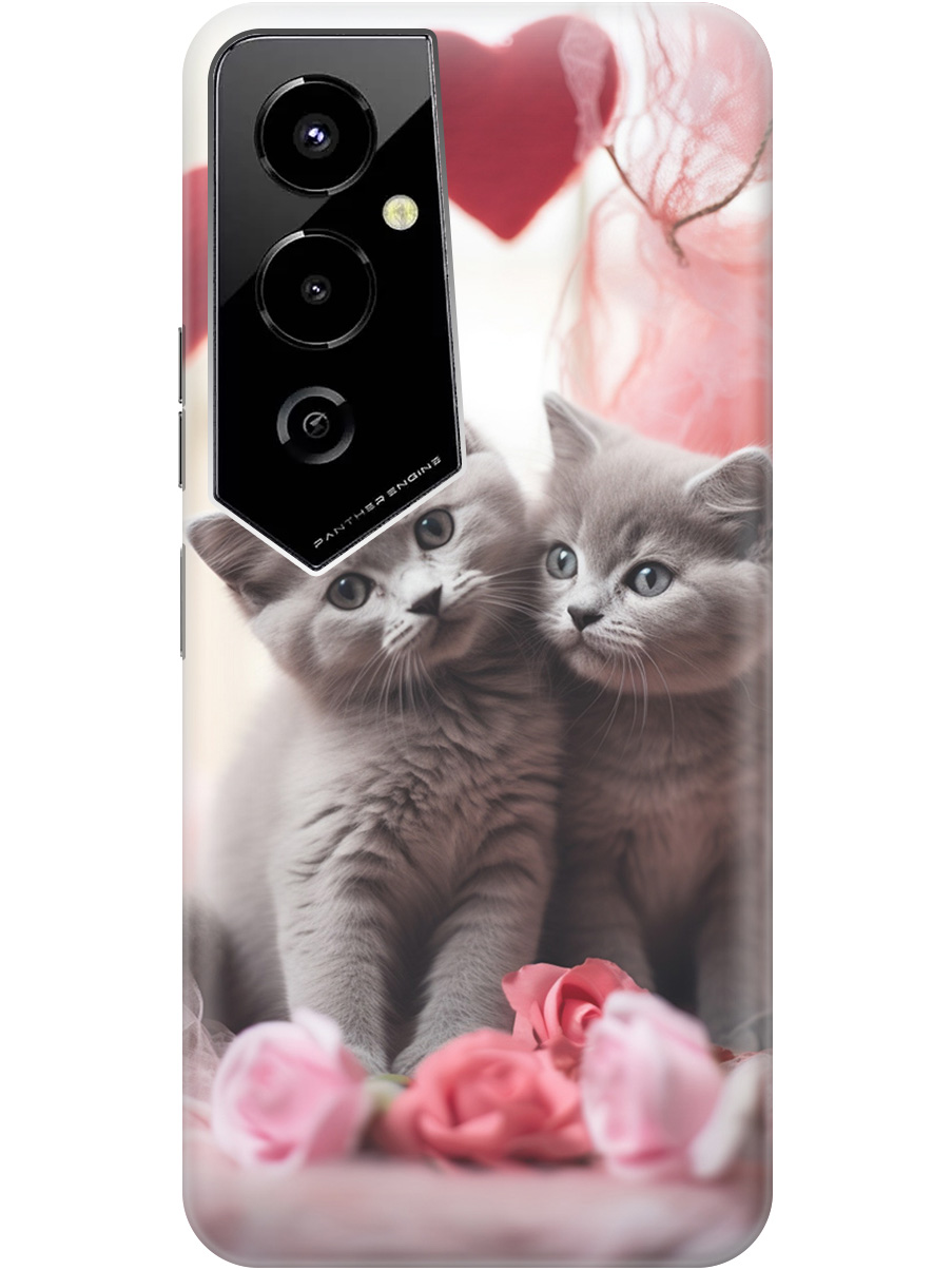 

Силиконовый чехол на Tecno Pova 4 Pro с рисунком "Котики и сердечки", Красный;серый, 20000601