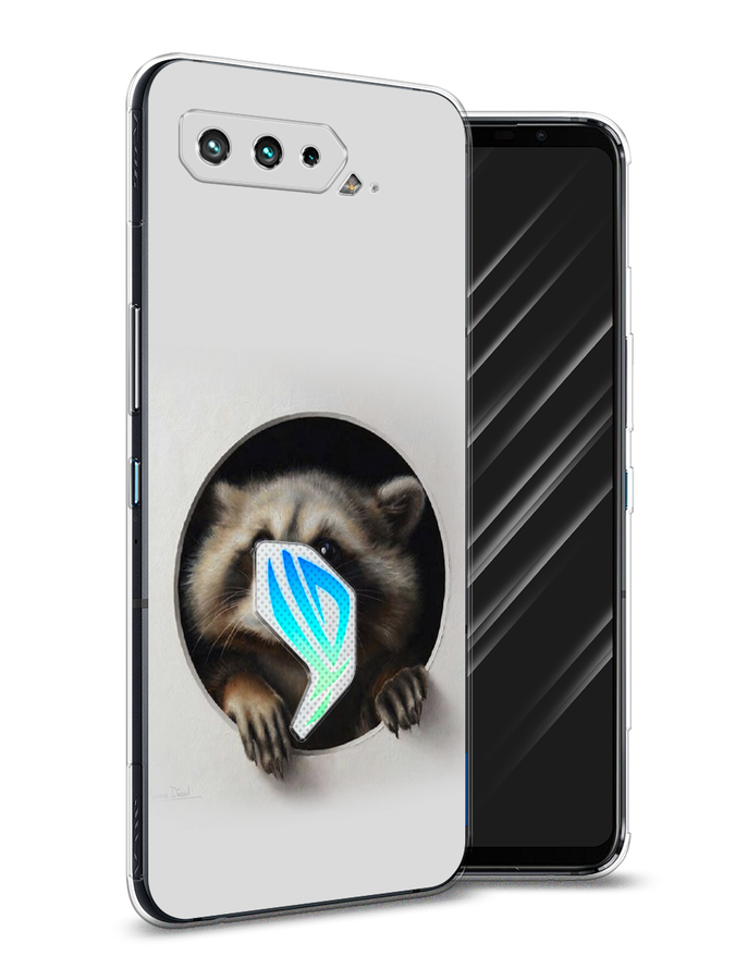 

Чехол Awog на Asus ROG Phone 5 "Любопытный енот", Коричневый;черный;белый, 44250-1