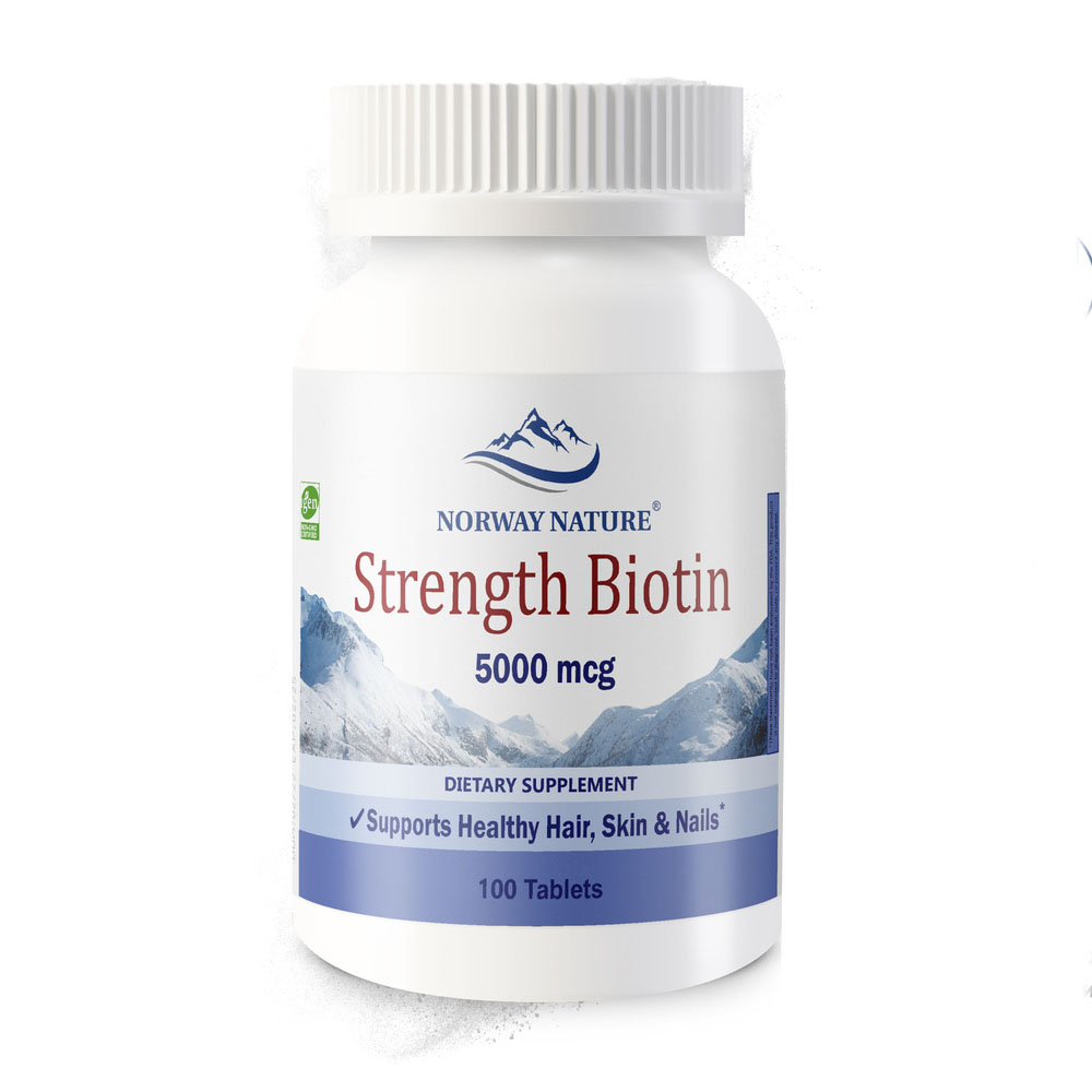 Norway Nature, Strength Biotin 5000 mcg Биотин 5000 мкг, 100 таблеток / Для здоровья и у