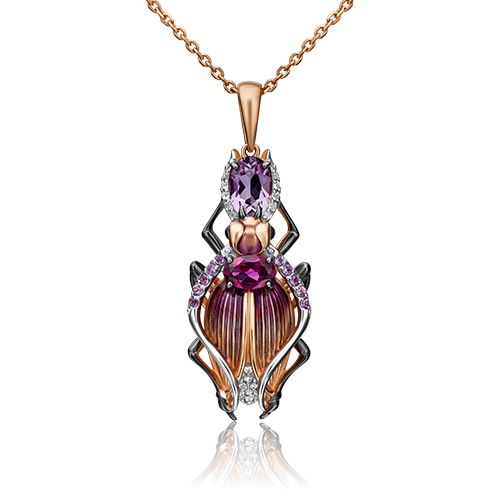

Кулон из золота PLATINA jewelry 03-2982-00-712-1110-57, аметист/гранат/эмаль, 03-2982-00-712-1110-57