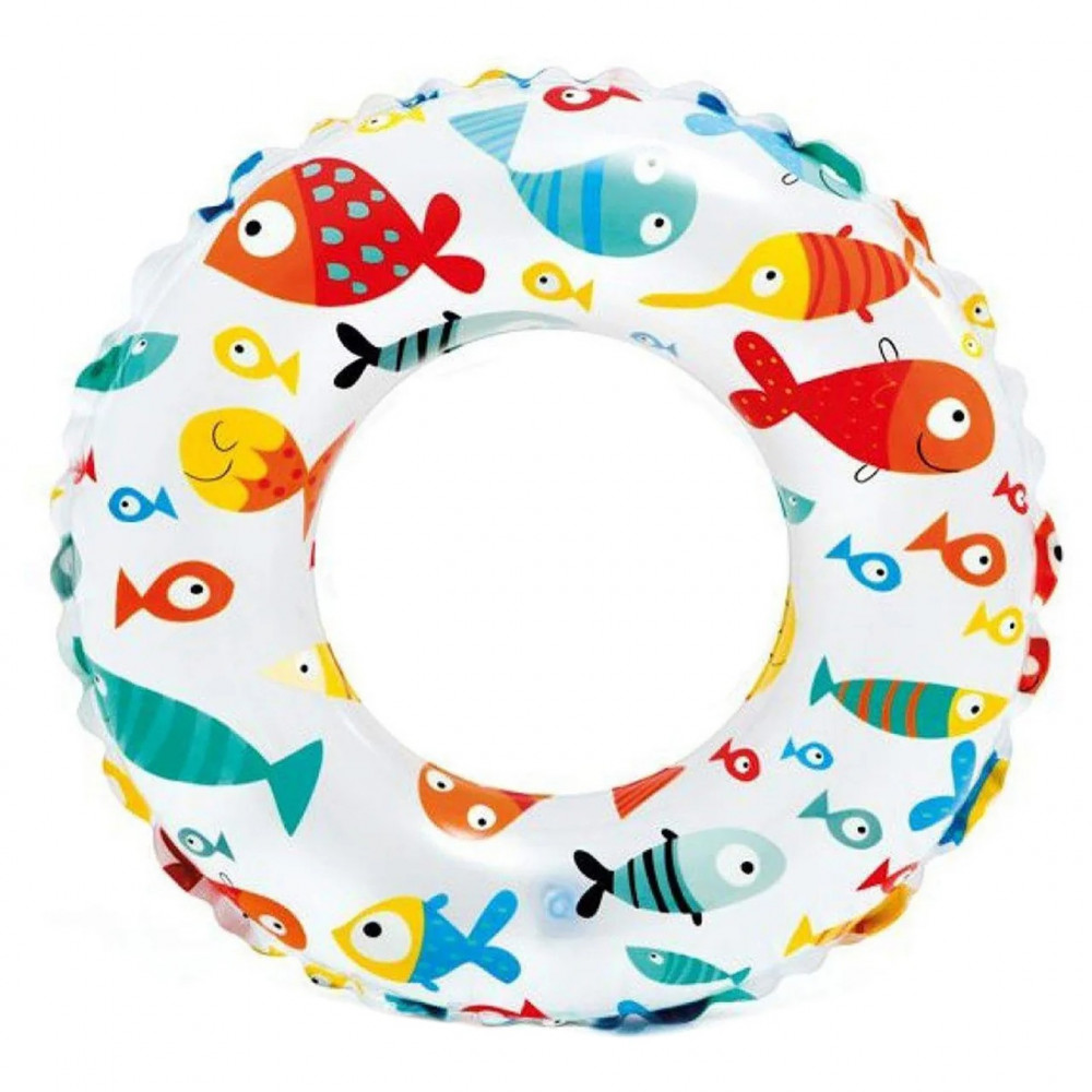 Круг для плавания Intex 59241 Lively Print Swim Ring 61 см, 6-10 л, рыбки