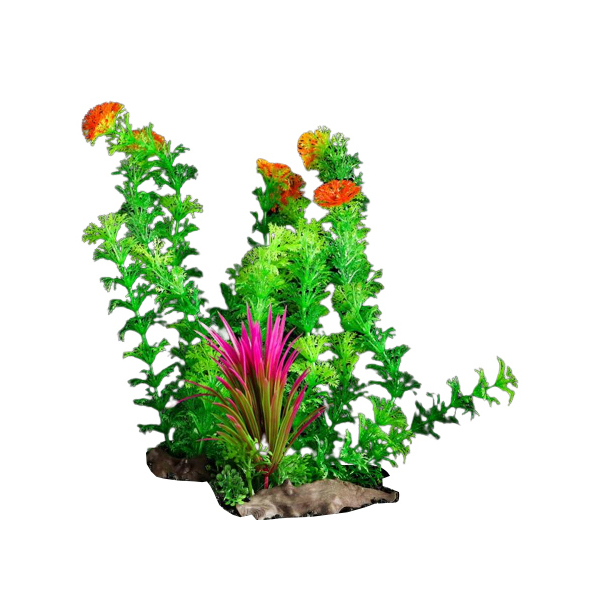 фото Растение пижон аква искусственное аквариумное на платформе в виде коряги, 30 см