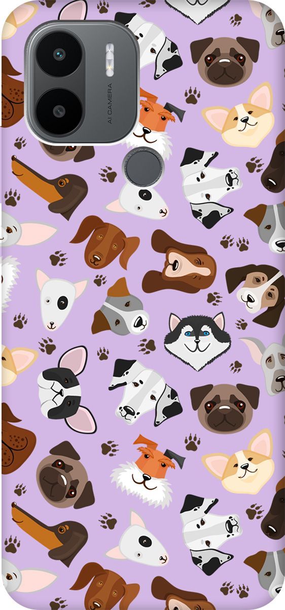 

Чехол на Xiaomi Redmi A1+ "Dogs Pattern" сиреневый, Фиолетовый;коричневый, 158158