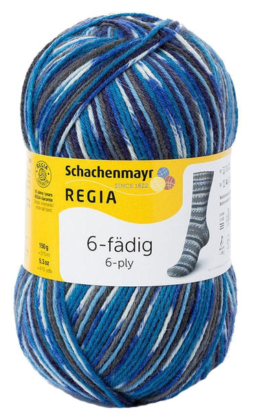 

Пряжа для вязания Regia 9801285 6-fadig (05859, irland petrol color), Синий, Regia 6-fadig Color 150g
