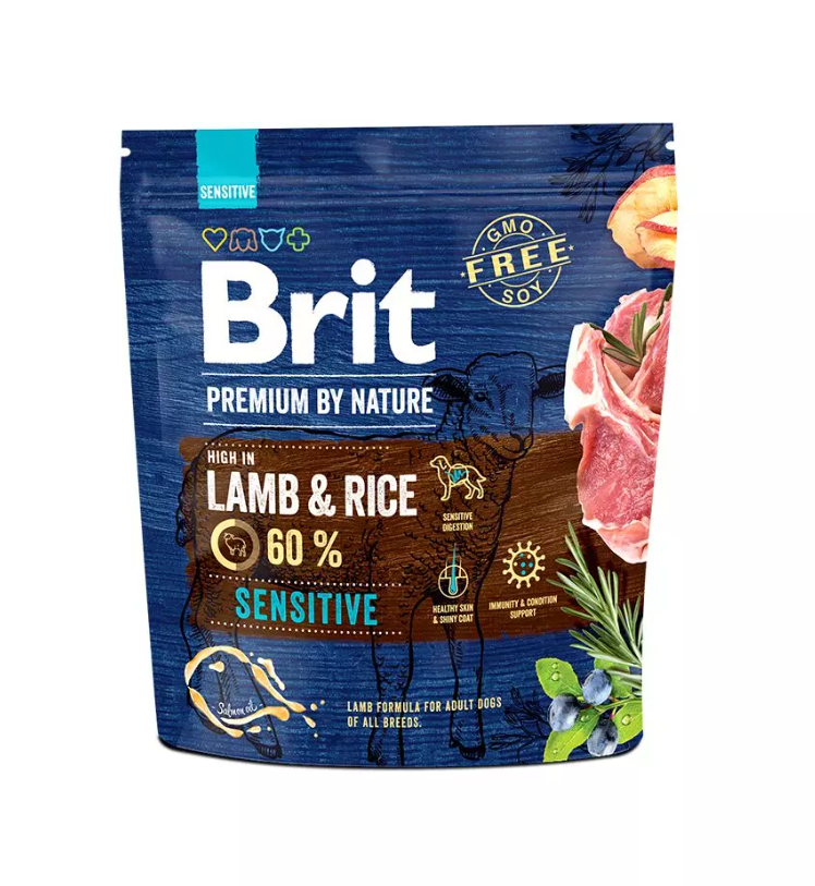 фото Сухой корм для собак brit premium lamb&rice, гипоаллергенный, ягненок и рис, 1кг