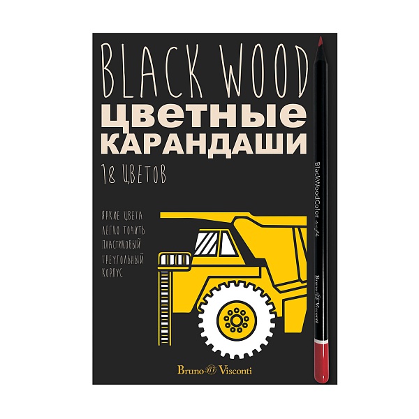 фото Карандаши цветные пластиковые "blackwoodcolor", 18 цветов, 4 вида. цена за 1 набор. brunovisconti