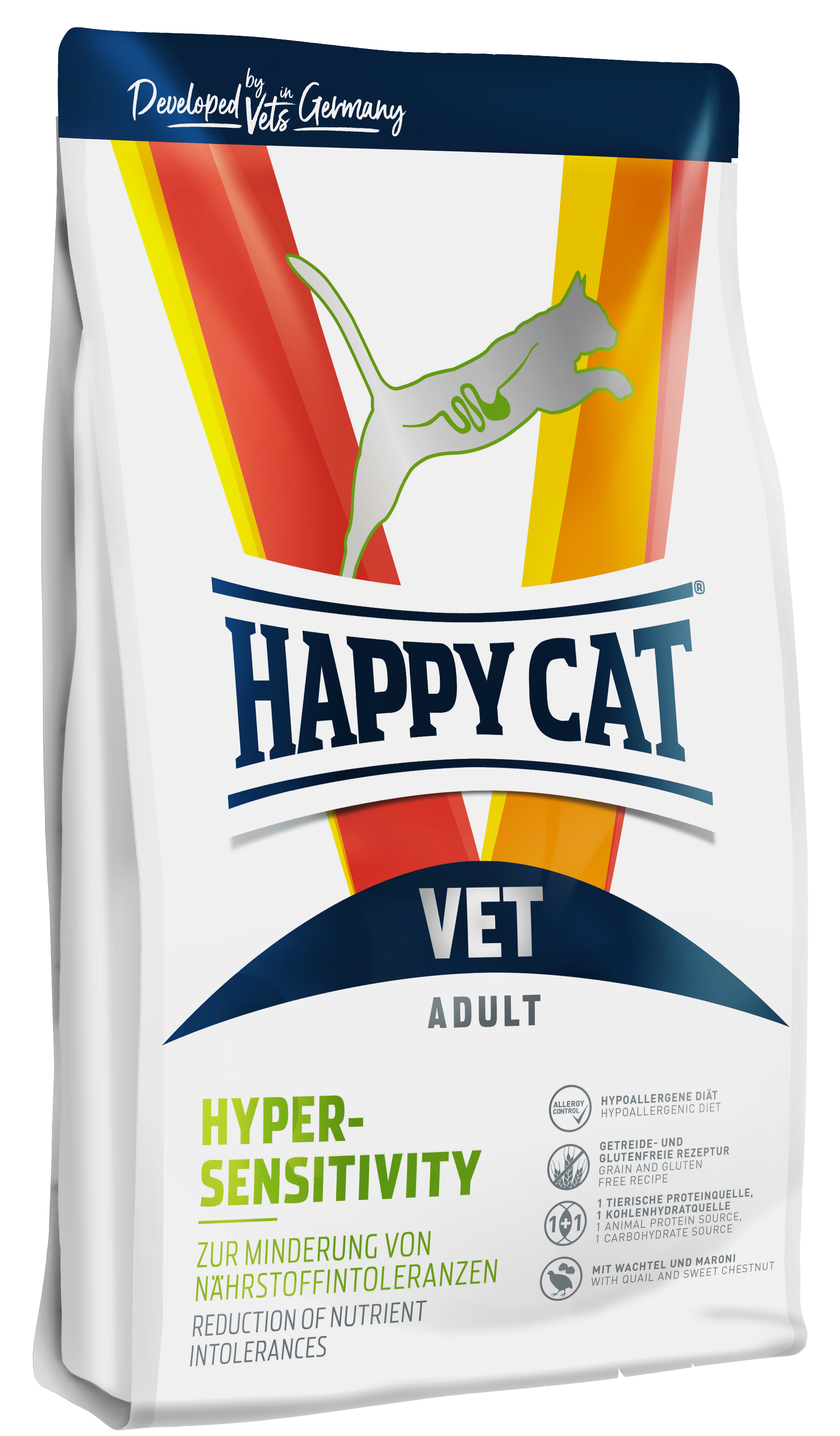 фото Сухой корм для кошек happy cat vet hypersensitivity, при пищевой аллергии, 1 кг happy dog