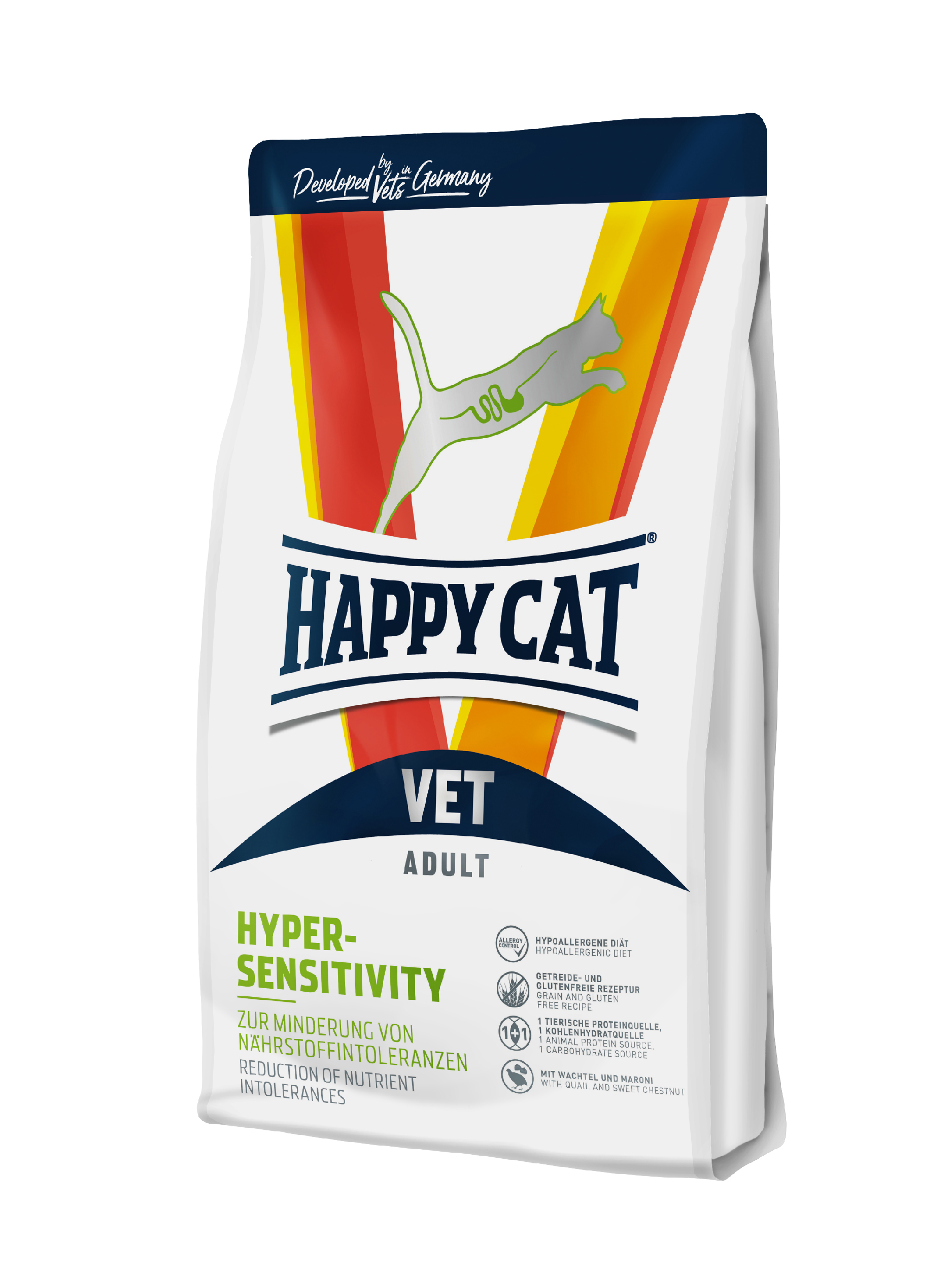 фото Сухой корм для кошек happy cat vet hypersensitivity, при пищевой аллергии, 1 кг happy dog