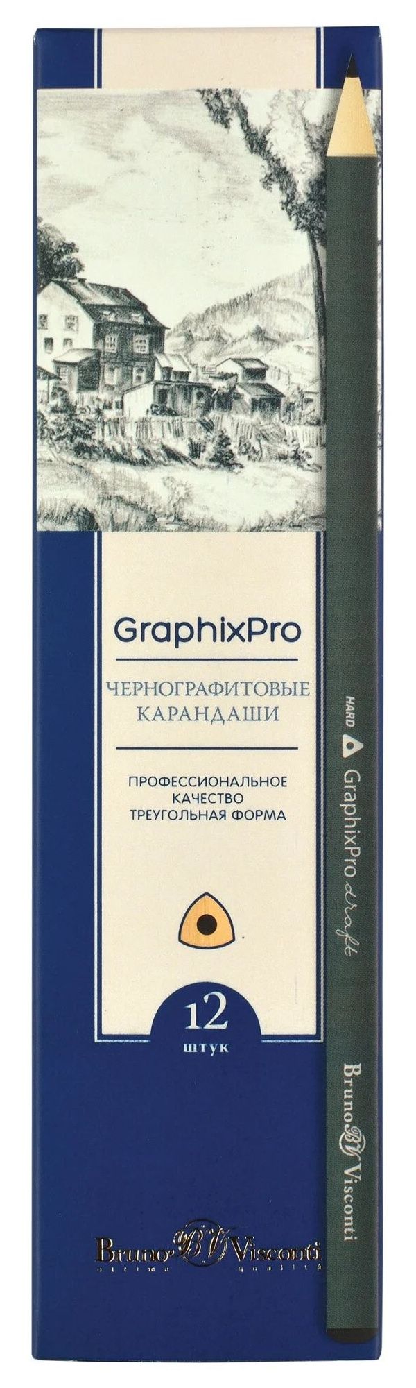 Карандаш чернографитовый "GraphixPro" 6B, 12 штук 21-0019