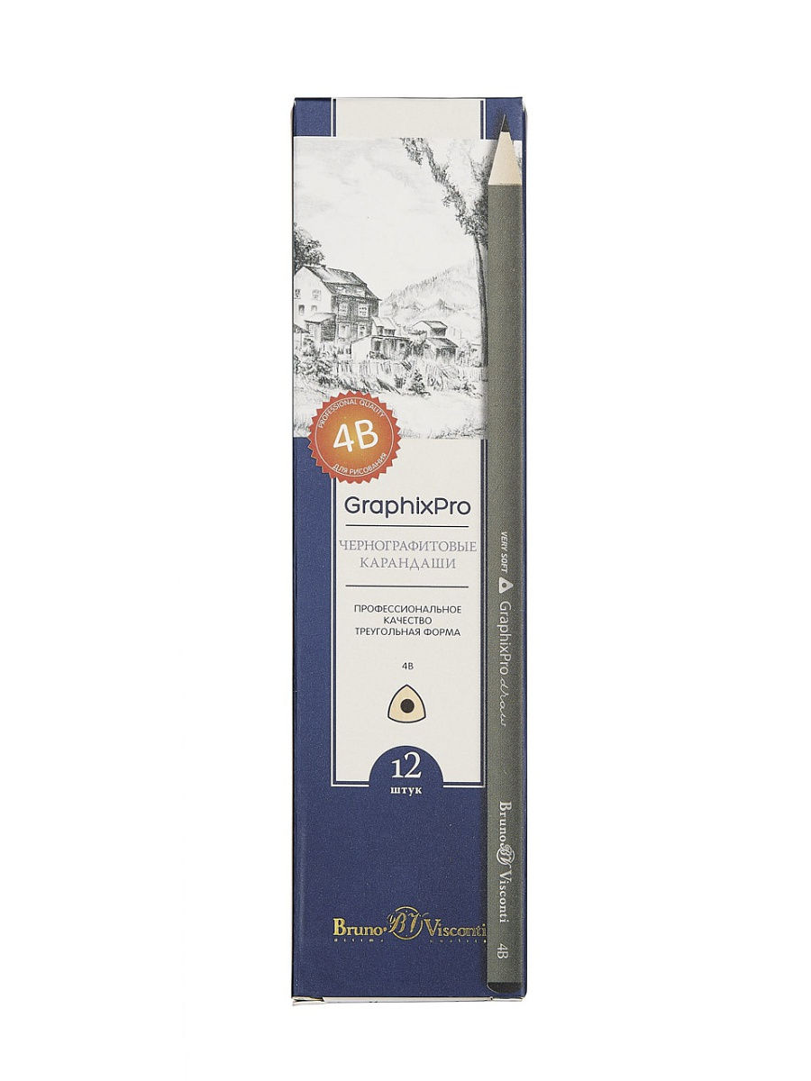 

Карандаш чернографитовый "GraphixPro" 4B, 12 штук, 21-0017
