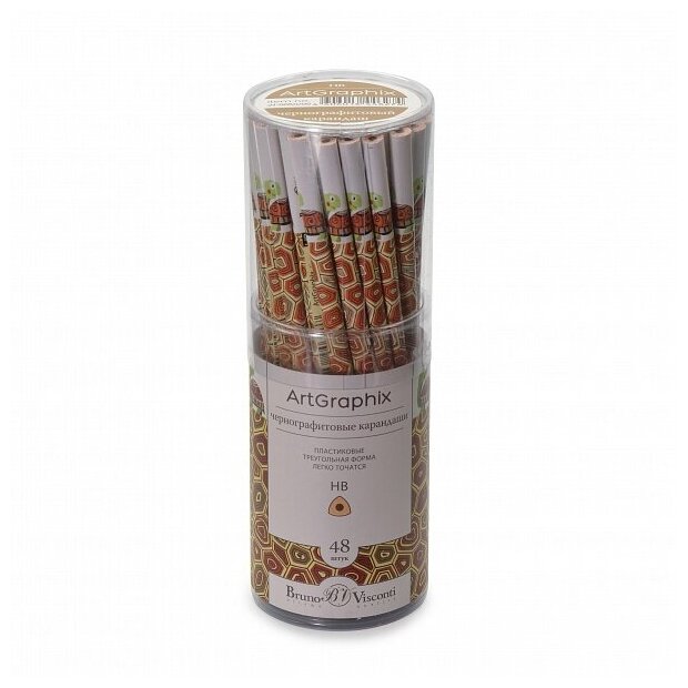 

Карандаш чернографитовый BrunoVisconti ArtGraphix Fun Черепашка 21-0050/05 НВ туба 48 шт, 21-0050/05