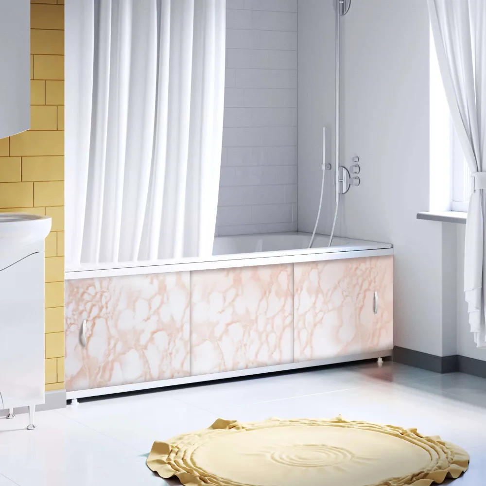 

Экран под ванну пластиковый Alavann Elegant 170 см кремовый мрамор,раздвижной алюм.профиль, Elegant 1,7