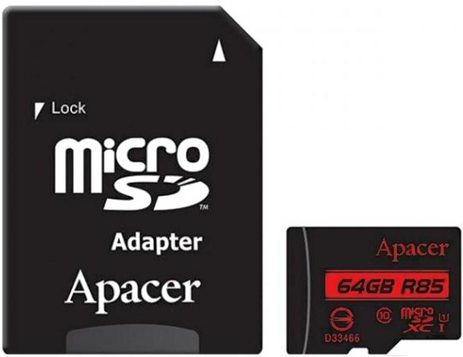 Карта памяти Apacer AP64GMCSX10U5-R 64Gb