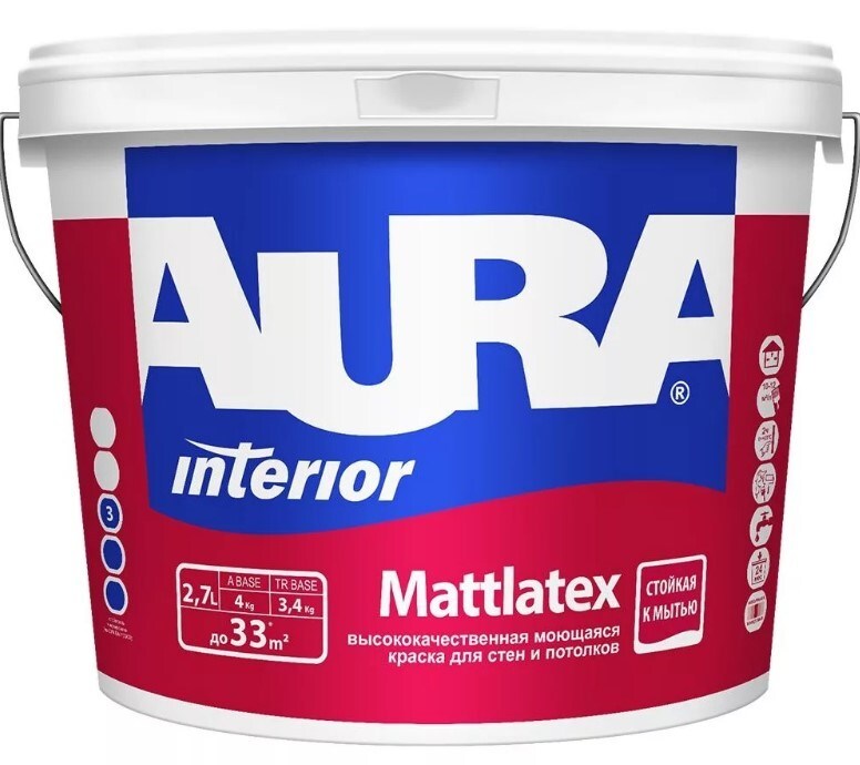 Краска для стен и потолков AURA Mattlatex база TR (2,7л)