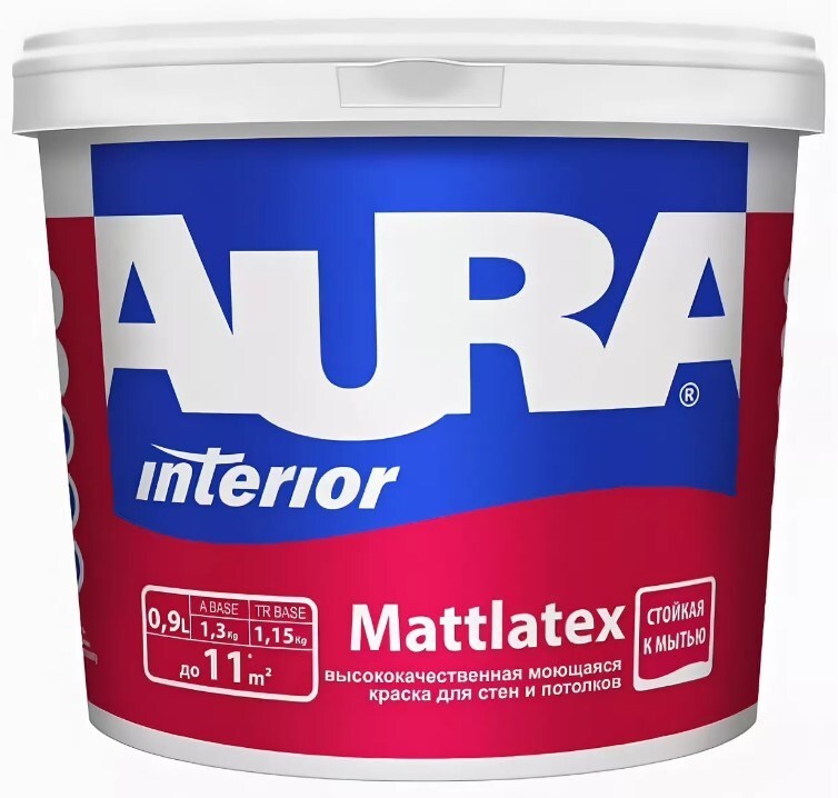 

Краска для стен и потолков AURA Mattlatex база TR (0,9л)
