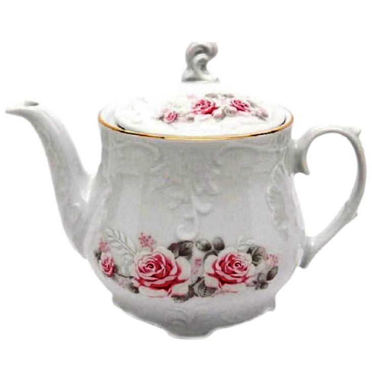 фото Заварочный чайник 600 мл cmielow "рококо 577 серая роза золото" 149064