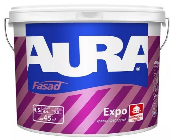 фото Краска фасадная aura expo база а (4,5л)