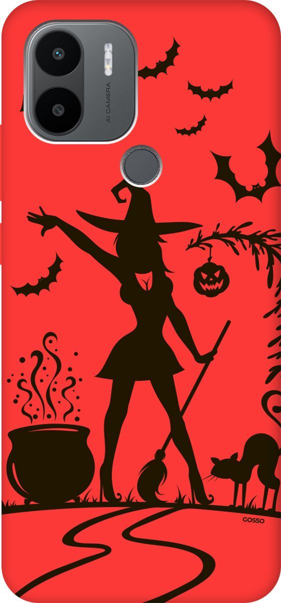 

Чехол на Xiaomi Redmi A1+ "Witch and Boiler" красный, Красный;черный, 158157