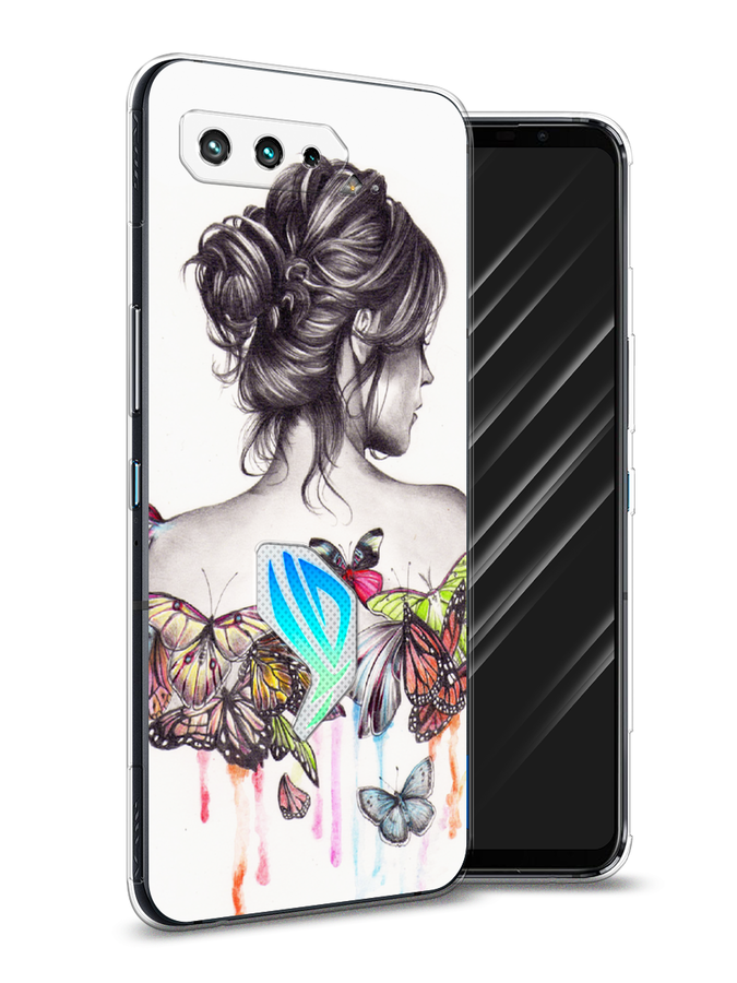 

Чехол Awog на Asus ROG Phone 5 "Девушка с бабочками", Коричневый, 44250-10