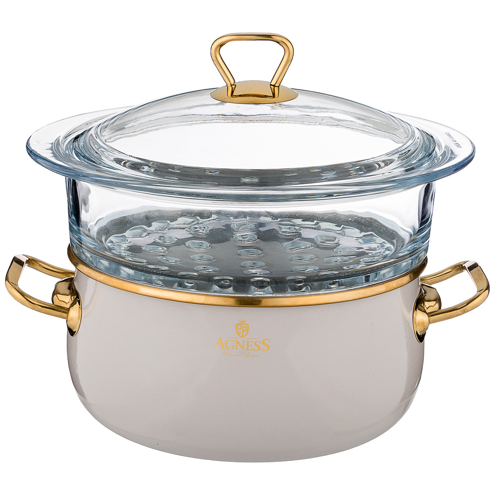 

Пароварка "Мрамор." покрытием, 3,2л диа.20см Agness_950-307, 950-307