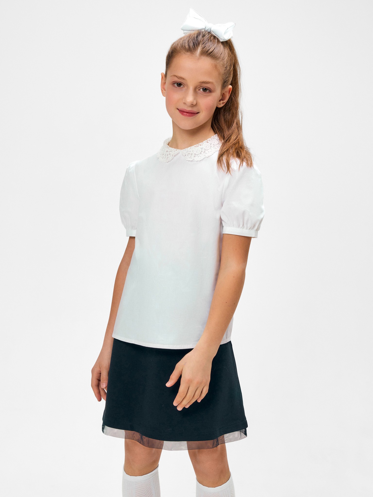 Блузка для девочек ACOOLA р.164, белый свободная белая блузка для девочек