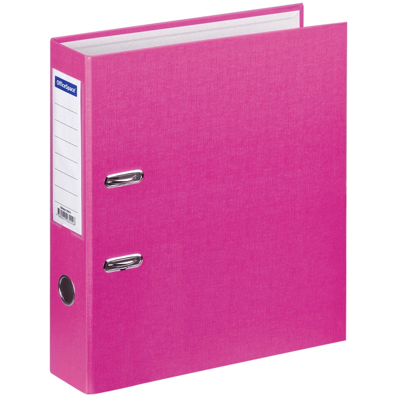 Папка-регистратор OfficeSpace 70 мм, бумвинил, с карманом на корешке, розовая