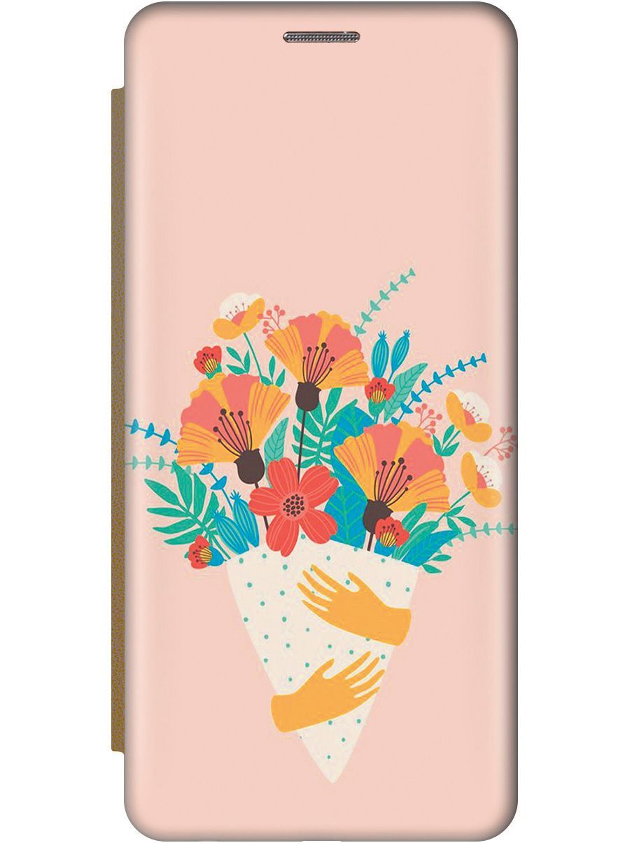 

Чехол на Xiaomi Redmi A1+ "Букет на розовом" золотистый, Красный;розовый, 158153