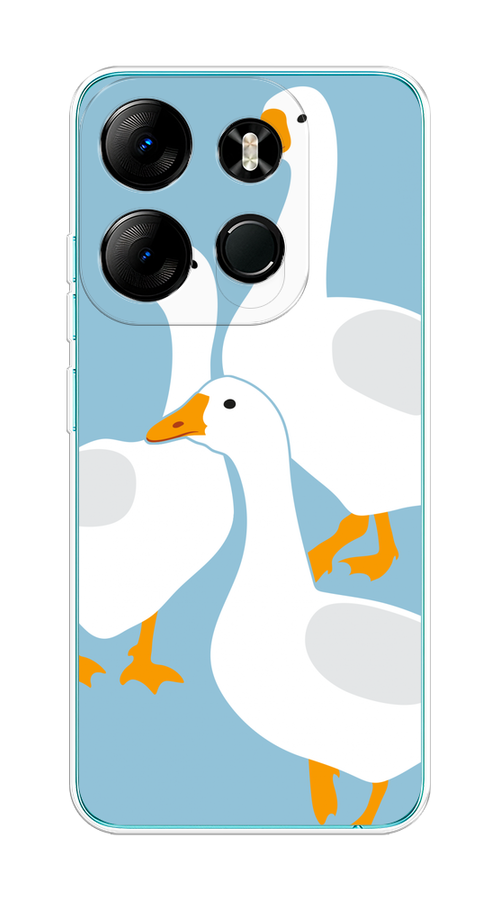 

Чехол на Tecno Spark Go 2023/Pop 7 Pro/Infinix Smart 7 "Гусиное трио", Голубой;белый;серый;желтый, 303450-1
