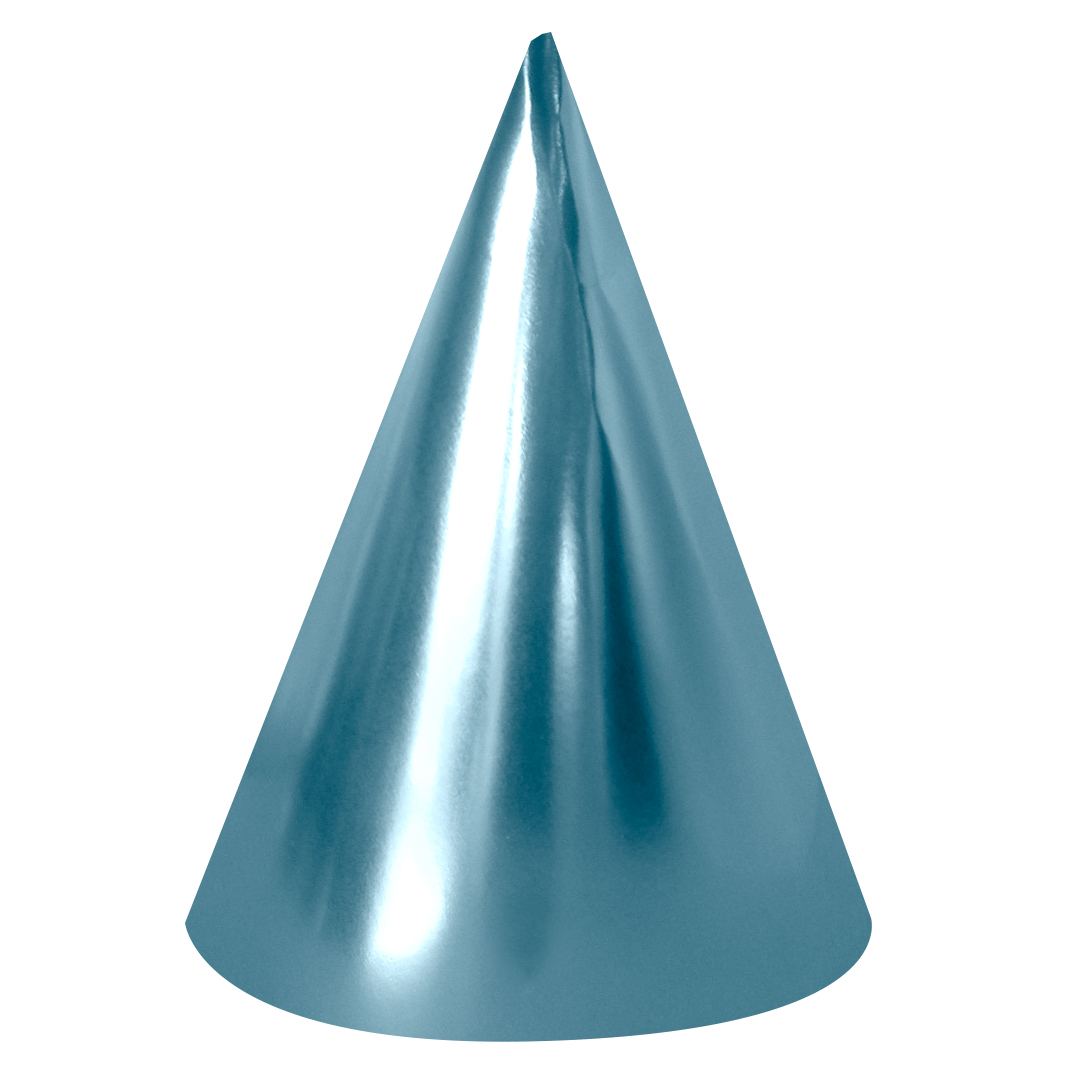 Колпаки праздничные Волна веселья 6231740 Голубой металлик 16 см 6 шт.