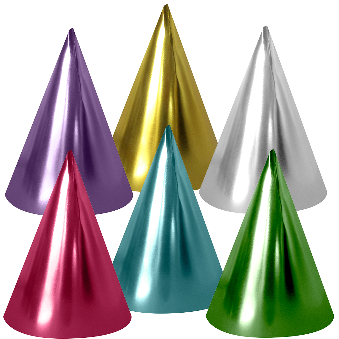 Колпаки праздничные Волна веселья 6231742 Микс Пастельные цвета металлик 16 см 6 шт.