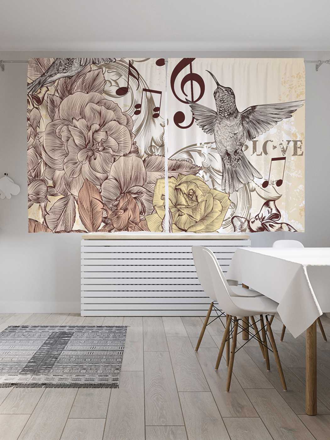 

Шторы JoyArty c фотопечатью "Птичьи ноты" из сатена, 290х180 см, Птичьи ноты