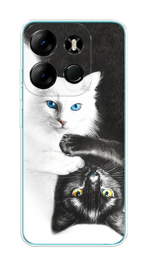 

Чехол на Tecno Spark Go 2023/Pop 7 Pro/Infinix Smart 7 "Коты Инь-Янь", Черный;белый;голубой, 303450-1