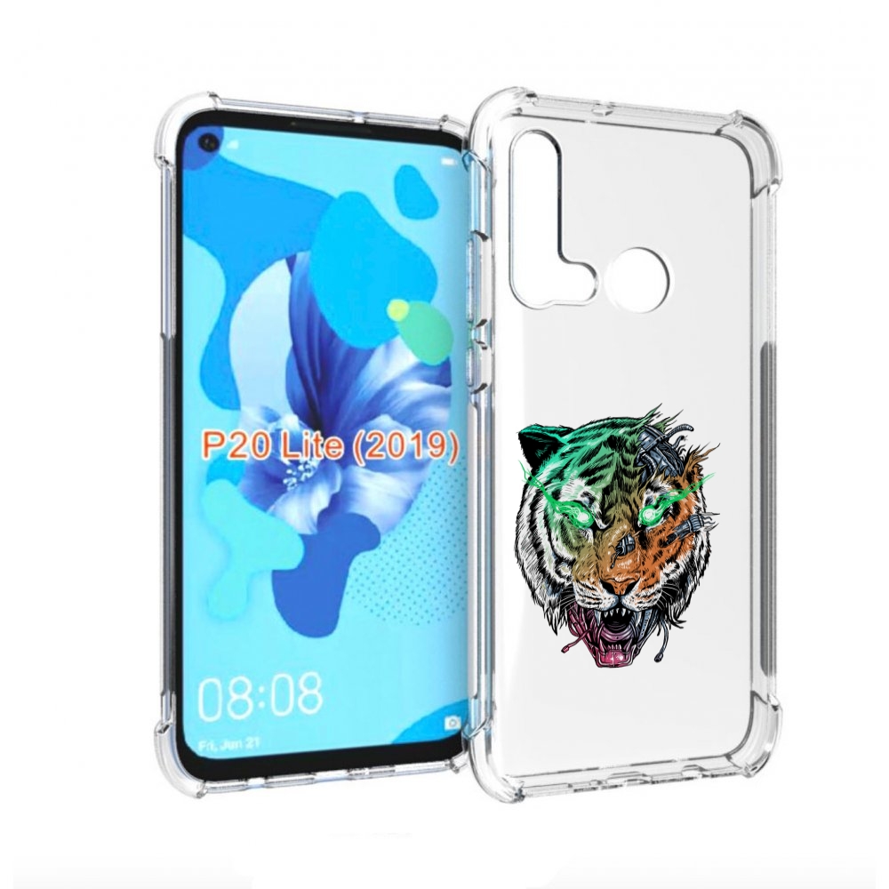 

Чехол бампер MyPads робо-тигр для Huawei P20 Lite (2019)., Прозрачный, Tocco