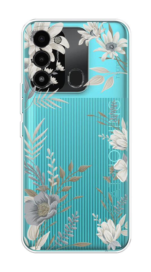 

Чехол на Tecno Spark Go 2022/8С/9 "Цветы сепия", Серый;прозрачный;зеленый;белый, 302850-1