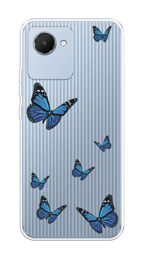 

Чехол на Realme C30 "Blue butterflies", Синий;черный, 2510550-1