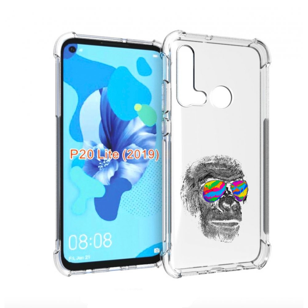 

Чехол бампер MyPads крутая обезьяна в очках для Huawei P20 Lite, Прозрачный, Tocco