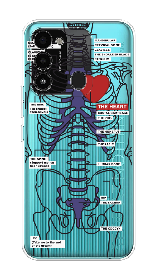 

Чехол на Tecno Spark Go 2022/8С/9 "Скелет человека", Прозрачный;синий;красный, 302850-1