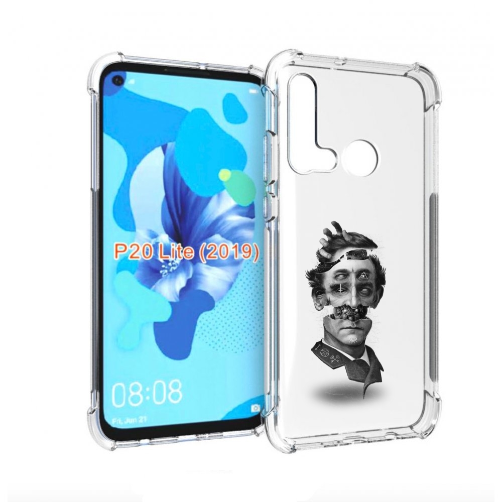 

Чехол бампер MyPads страшное лицо абстракция для Huawei P20 Lite, Прозрачный, Tocco