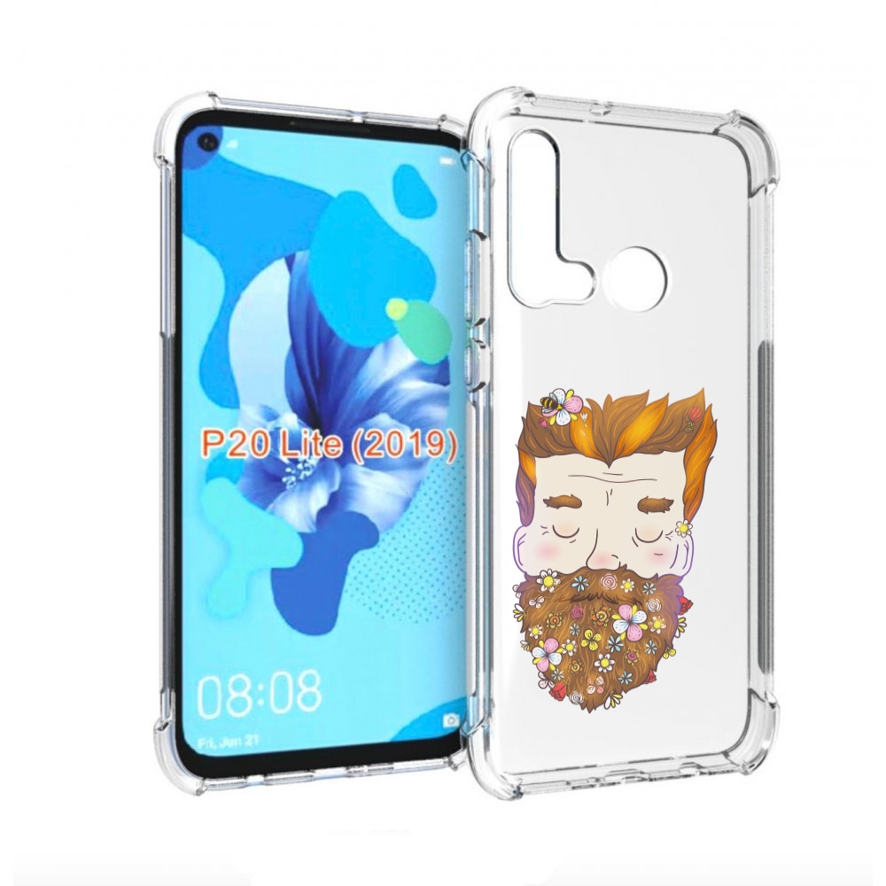 

Чехол бампер MyPads мужчина с цветами в бороде для Huawei P20 Li, Прозрачный, Tocco