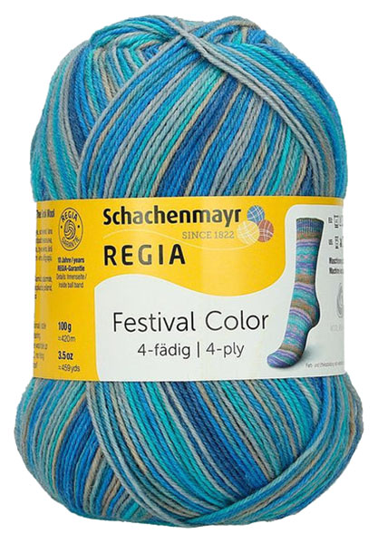 

Пряжа для вязания Regia 9801269 4-fadig (02887), Голубой, Regia 4-fadig Color 100g