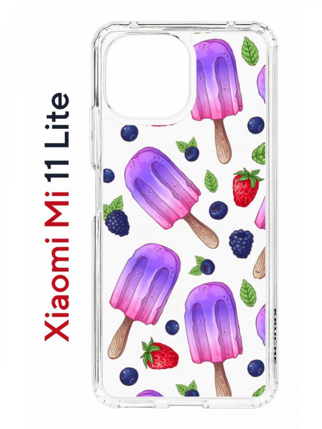 Чехол на Xiaomi Mi 11 Lite Kruche Print Ice Cream,противоударный бампер,с защитой камеры